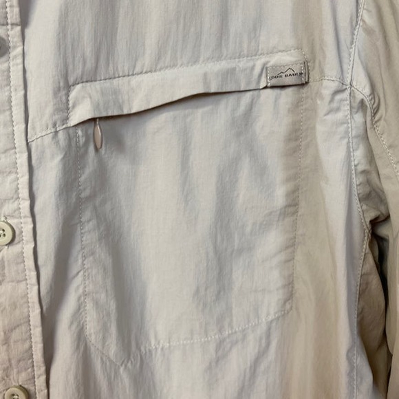 Men's EDDIE BAUER Sport Size L Tall Outdoor Shirt 100% Nylon Khaki Chest Pockets - Picture 4 of 8